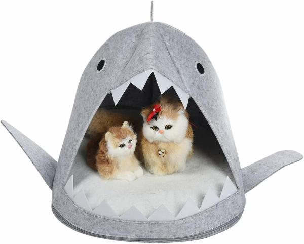 Cat Beds |   Shark Shape Pet Cave Bed For Cats Andsmall Dogs 45 X 45 X 38 Cm (Light Grey) Cat Cat Beds