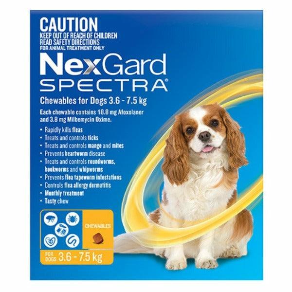 Dog Health |   Nexgard Spectra Chewables For Dogs Yellow 3.6 -7.5Kg 3 Pack Dog Dog Health