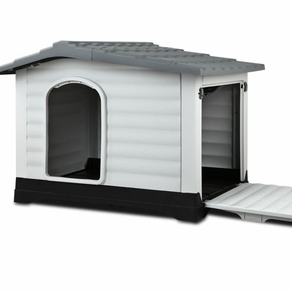 Dog Kennel, Houses & Crates |   I.Pet Dog Kennel House Extra Large Outdoor Plastic Puppy Pet Cabin Shelter Xl Grey Dog Dog Kennel, Houses & Crates