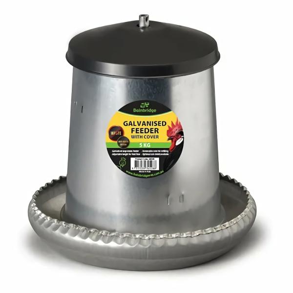 Feeders & Drinkers |   Supreme Galvanised Poultry Feeder With Cover – 5Kg Feeders & Drinkers Feeders & Drinkers