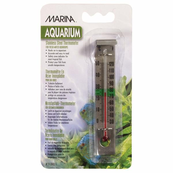 Fish Tanks & Accessories |   Marina Stainless Steel Thermometer Fish & Aquarium Fish Tanks & Accessories