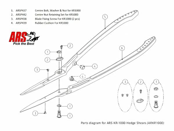 Garden Tools |   Ars Centre Bolt, Washer & Nut For Kr1000 Garden Garden Tools