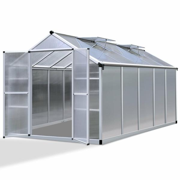 Green Houses & Accessories |   Greenfingers Greenhouse Aluminium Green House Garden Shed Greenhouses 3.08X2.5M Garden Green Houses & Accessories