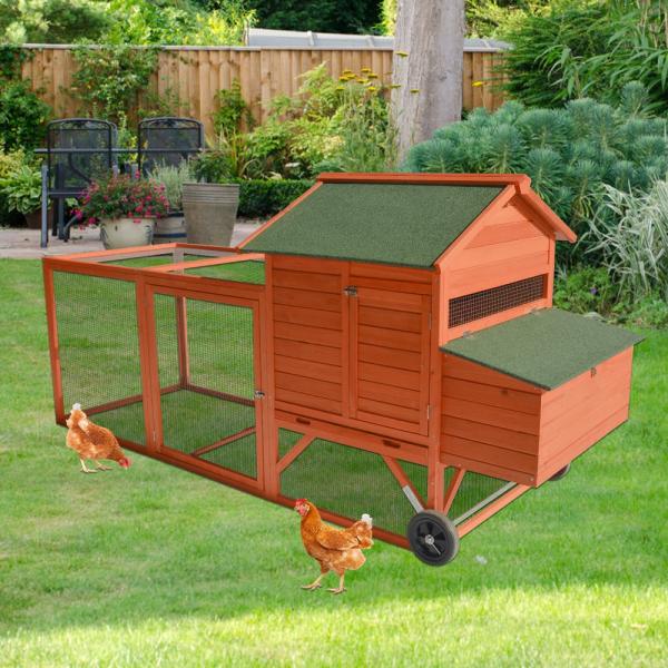 Poultry Cages & Accessories |   248 Cm Xl Chicken Coop Rabbit Hutch Ferret Hen Guinea Pig House With Wheels Poultry Poultry Cages & Accessories