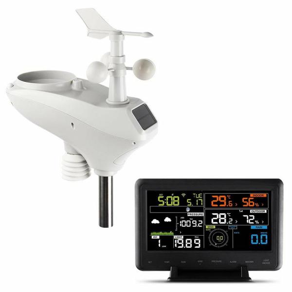 Rain Gauges & Thermometers |   Devanti Wireless Wifi Professional Weather Station Solar Sensor Lcd Uv Light Farm Supplies Rain Gauges & Thermometers