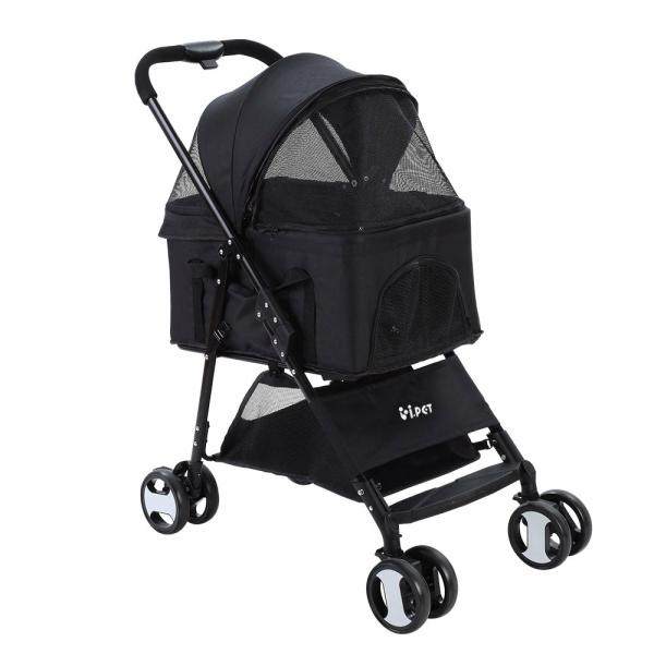 Travel Items |   I.Pet Pet Stroller Dog Pram Cat Carrier Travel Large Pushchair Foldable 4 Wheels Black Dog Travel Items