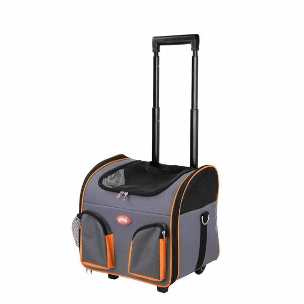 Travel Items |   Pet Trolley Dog Cat Puppy Travel Wheeled Cart Portable Foldable Carrier Orange Dog Dog Beds & Cooling Mats