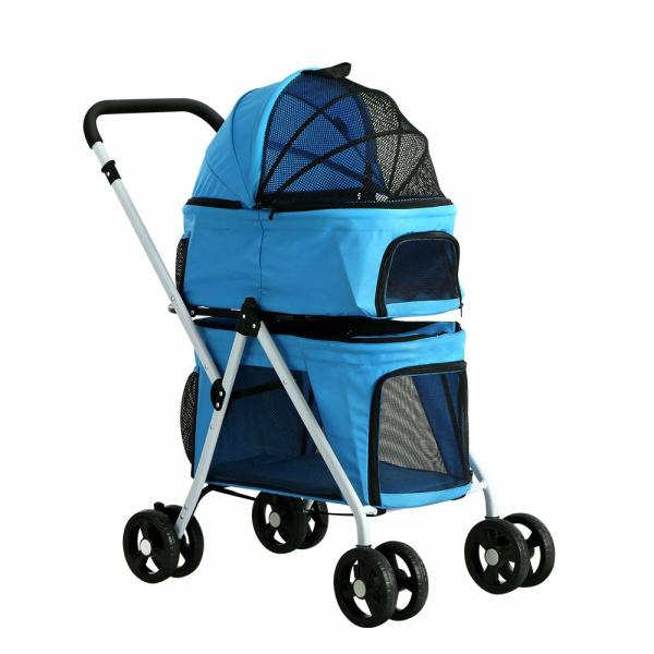 Travel Items |   I.Pet Pet Stroller Dog Pram Large Cat Carrier Travel Foldable 4 Wheels Double Dog Travel Items