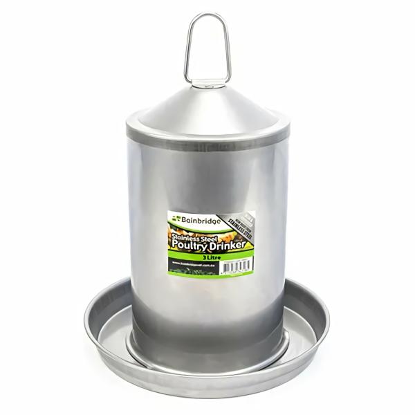 Feeders & Drinkers |   Poultry Drinker – Stainless Steel 3L Feeders & Drinkers Feeders & Drinkers