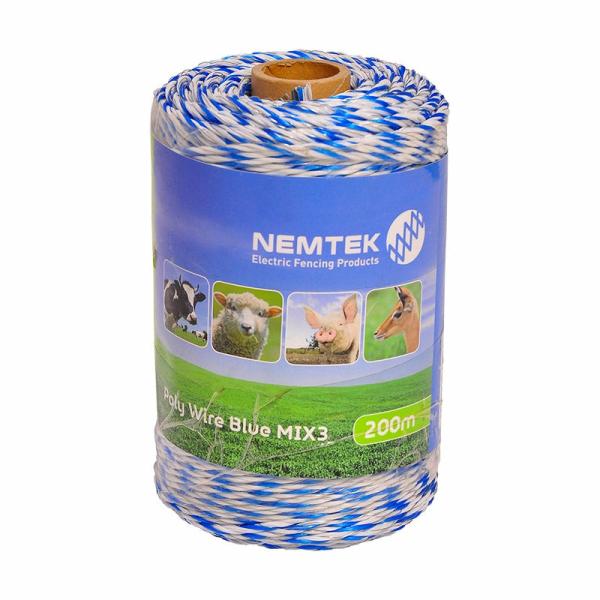 Electric Fencing |   Nemtek Poly Wire Blue Mix 3 200M Electric Fencing Electric Fencing